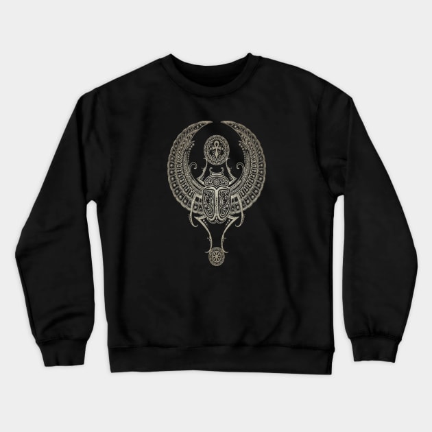 Dark Winged Egyptian Scarab Beetle with Ankh Crewneck Sweatshirt by jeffbartels